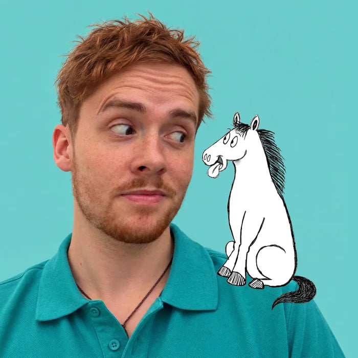 Luca, the founder, with Rufus the horse on his shoulder