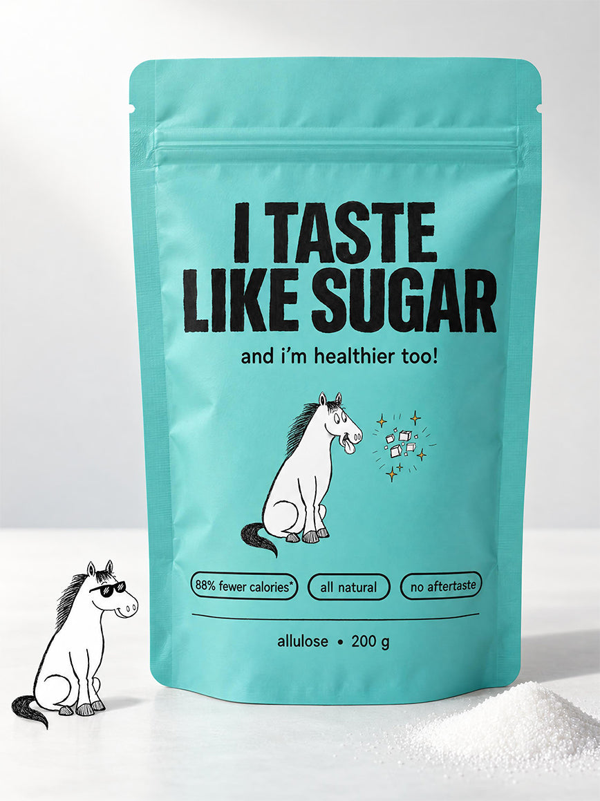 100% allulose, the natural alternative to sugar and sweeteners, in a 200 g I Taste Like Sugar pouch